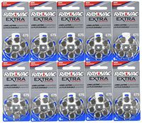 60 Rayovac Extra Mercury Free Hearing Aid Batteries Size: 675 + Battery Holder Keychain Kit
