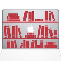 The Decal Guru 1649-MAC-13A-DR Bookshelf Library Decal Vinyl Sticker, Red, 13" MacBook Air