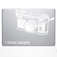 The Decal Guru I Shoot People Camera Decal Vinyl Sticker, 13" MacBook Pro (2016 & Newer Models), White (1647-MAC-13X-W)