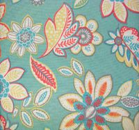 ioca 52 x 70" Cynthia Rowley Floral Paisley Aqua & Coral Red Indoor Outdoor Tablecloth Spillproof, Stain & Mildew Resistant