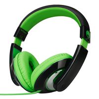 RockPapa On Ear Stereo Headphones Earphones for Adults Kids Childs Teens, Adjustable, Heavy Deep Bass for iPhone iPod iPad MacBook Surface MP3 DVD Smartphones Laptop (Black/Green)