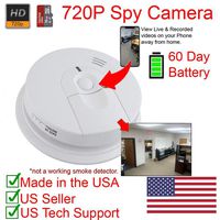 SecureGuard 60 Day Battery Powered WiFi Smoke Detector Fire Alarm Spy Camera (60 Day Battery, 16GB SD)