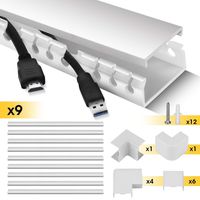 Cable Raceway Kit, Stageek Cable Management System Kit Open Slot Wiring Raceway Duct with Cover, On-Wall Cable Concealer Cord Organizer to Hide Wires Cords for TVs, Computers - 9x15.4inch,White (Renewed)