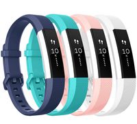 Tobfit Compatible with Alta Bands, 4 Pack, Soft TPU Classic Accessories Replacement Bands Compatible with Alta HR/Ace, Small Large (Small, Teal/Blue/Pink/White)