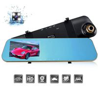 DEALPEAK Dual Lens HD 1080P Car Video Camera Recorder Rearview Mirror Dash Cam 170 Degree Wide Angle G-Sensor Night Vision Front and Back Camera with 4.3" Screen