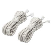 RJ11 6P2C Telephone Line Cord Phone Extension Straight Cable Wire 6p2c Pin Plug Male to Male plug Modular Landline Cable Fax Modem, 10M/ 32Feet Long White (2 of Pack)