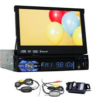 Free Wireless Rearview Backup Camera + 1 Din GPS Navigation in Dash Car Stereo Headunit Deck 7 Inch Touchscreen Radio AM FM Bluetooth Steering Wheel Control Car Audio CD VCD VCD MP3 Player SD USB