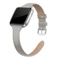 SWEES Leather Bands Compatible with Fitbit Versa 2 / Fitbit Versa Lite & SE/Fitbit Versa, Slim Thin Genuine Leather Replacement Strap for Versa Women (5.5" - 7.9"), Black, Champagne, Rose Gold, Tan