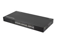 Monoprice 24-Port Unmanaged 10/100/1000 Mbps Gigabit Ethernet Switch, Rack Mountable