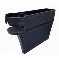 LucklyJone Car Seat Gap Filler, Leather Console Side Pocket, Car Seat Pocket Organizer Catcher Caddy for CellPhones Wallet Coin with Cup Holder Black (Passenger Side)
