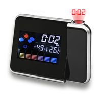 Oranlife Projection Alarm Clocks Digital Multi-Function on Ceiling with Weather Station Electronic Desk Clock with Time Projection Bedside Wake Up Projector Watch, Black