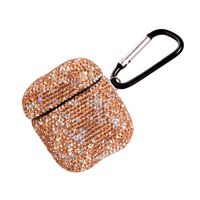 2019 Newest Luxurious Rhinestone AirPods Case with Keychain, Shockproof Protective Premium Crystal Cover Skin for AirPods Charging Case 2 & 1 (Peach+AB C12)