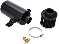 Jyeee 10AN Aluminum Baffled Breather Tank With Drain Valve Filter 0.75L Oil Catch Can Kit Fuel Tank System Universal Black