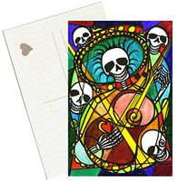 Mariachi De Los Muertos Music Skulls 4"x6" Set of 6 Linen Postcards