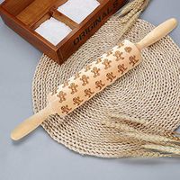 AGUIguo Wooden Rolling Pins,Winter Engraved Embossing Rolling Pin with Snowman Snowflake Pattern for Baking Embossed Cookies Noodle Biscuit Fondant Cake