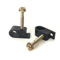PHAT SATELLITE INTL | Cable Nail In Screw Clip, Ideal for Fastening 8mm Wire, Coaxial Cable RG7 RG11, Wire Rope 5/16" (100 Pieces, Black)