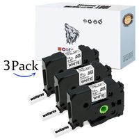 Wolfgray 3 Pack Compatible P-Touch Laminated Label Tapes for Brother Tze-231 TZ-231 Tze231 Tapes, Black on White TZ Tape 12mm x 8m, Replace for Brother P-Touch PT-190 PT-P 710 BT