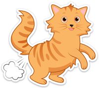 Stickeroonie Funny Farting Cat Vinyl Stickers for Kids, 4 x 3.5 Inches Size