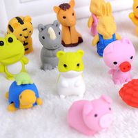 QHB Pencil Eraser 20PCS Cute Animal Rubber Pencil Eraser Set Stationery Novelty Children Party Gift