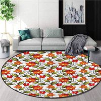 RUGSMAT Floral Print Area Rug,Boho Herbs Lily Nature Floor Mat Home Decor Diameter-39
