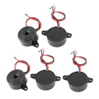 GFORTUN 5PCS Electronic Buzzer Alarm Active Piezo DC 3-24V Continuous Sound Black ABS Housing