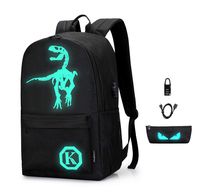 Anime Anti-theft Backpack, Luminous School Bag, Waterproof Laptop Backpack with USB Charging Port, Unisex 15.6 Inch College Daypack，Raptor