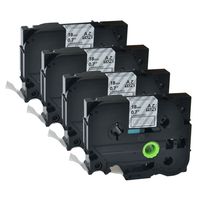 GREENCYCLE 4PK Adhesive White on Clear Label Tape Compatible for Brother TZE-145 TZe145 TZ145,3/4 Inch,PT-D400 Labeling Maker(4 Pack,TZe145)