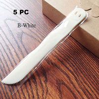 Wonderful Deluxe Disposable Plastic Tableware Premium Cake Knives Cutlery For Party & BBQ - 5 PC (B-White)