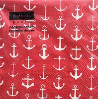 Harman Anchor Cocktail Beverage Paper Napkins, Red, 20-ct