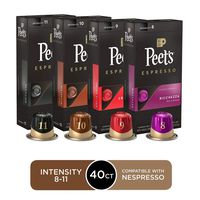 Peet's Coffee Espresso Capsules Variety Pack, 40 Count Single Cup Coffee Pods, Compatible with Nespresso Original Brewers, Crema Scura, Nerissimo, Ricchezza, Ristretto