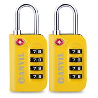 TSA Approved Luggage Lock - 4 Digit Combination padlocks with a Hardened Steel Shackle - Travel Locks for Suitcases & Baggage (YELLOW 2 PACK)