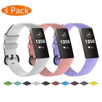 KingAcc Compatible Fitbit Charge 3 Bands, Soft Silicone Replacement Band for Fitbit Charge 3, Charge 3 SE, with Metal Buckle Wristband Strap Women Men (3-Pack,Small)