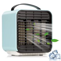Evaporative Air Conditioner Fan, Portable Space Air Cooler, USB Desktop Fan, Rechargeable Battery Mini Air Circulator, Personal Small Quiet for Home Bedroom Car Office Outdoor Camping Dorm RV