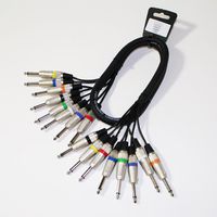 EMB - 8Q8A3F16G - PACK of 8 Color Coded 3ft. 1/4" male to 1/4" male 16GA Cables Adapters for Home DJ Club Studio Stage Show Entertainment