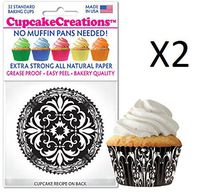 CupcakeCreations Cupcake Liners 32 Ct. Standard - Black Damask