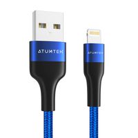 ATUMTEK iPhone Charger Cable [Apple MFi Certified] 1M/3.3ft Lightning to USB Cable Nylon Braided Charging Cable for New AirPods, iPhone 11/11 Pro/XS Max/XS/XR/X/8/7/6s/6 Plus, iPad and iPod - Blue