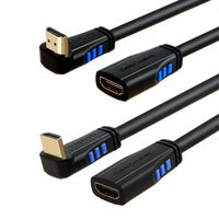 HDMI 2.0 Extension Cable, CableCreation [2PCS] 6 Feet Upward Angle HDMI 2.0 Male to Female Cable + 6 Feet Downward Angle HDMI 2.0 Male to Female Cable, 4K Ultra HD, Black