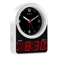 KWANWA Analog Digital LED Alarm Clock for Bedroom, Battery Operated Only and Easy to Use