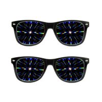 2X GloFX Ultimate Diffraction Prism Glasses - Black (2 Pack) Light Diffracting Firework Glasses