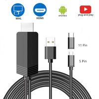 Micro USB to HDMI Cable, MHL to HDMI Adapter, 5pin to 11pin 1080P HDTV for Samsung Galaxy S5 S4 S3 Note 3 Note 2 Note 8, Mirroring and Charging Cable for Tablets, PCs, and Android Phones (Gray)