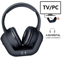 Wireless TV Headphones Over Ear Headsets - Digital Stereo Headsets with 2.4GHz RF Transmitter, Charging Dock, 100ft Wireless Range and Rechargeable 20 Hour Battery