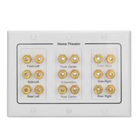 BATIGE 3-Gang 9 Speakers Home Theater Wall Plate Audio Distribution Outlet Panel Copper 18 Banana Plug Binding Post Connector Insert Jack Coupler