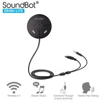 SoundBot SB360 LITE Bluetooth Wireless 4.0 Car Kit Hands-Free Wireless Talking & Music Streaming Dongle w/Magnetic Mounts + Built-in 3.5mm Aux Cable