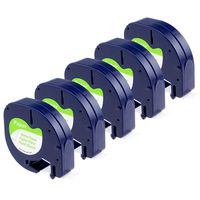 Compatible DYMO LetraTag Labeling Tape 91330 (10697 S0721510) for LetraTag Label Makers, Black Print on White Paper Tape, 1/2'' W x 13' L, 5 roll