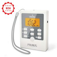 J-157 Portable Pocket AM/FM Radio, Mini Alarm Clock Radio with Sleep Timer, Time, Speaker, LED Flashlight SOS for Emergency, 2 AAA Battery Operated(Not Included), by PRUNUS