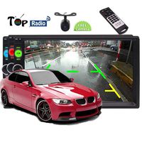 Rearview Camera Included 7 inch Double 2 Din Car Radio Audio in-Dash Car Stereo FM MP5 no GPS Video Automotive Player Colorful Button Lights Bluetooh Handsfree Capacitive Touchscreen + Remote Control