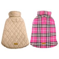 Kuoser Dog Coats Dog Jackets Waterproof Coats for Dogs Windproof Cold Weather Coats Small Medium Large Dog Clothes Reversible British Style Plaid Dog Sweaters Pets Apparel Winter Vest for Dog Pink S