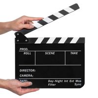 Flexzion Acrylic Plastic Clapboard Director's Clapper Board Dry Erase Cut Action Scene Slateboard for Hollywood Camera Film Studio Home Movie Video 10x12" with Black/White Sticks
