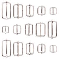 Swpeet 100 Pcs Metal Rectangle Adjuster Triglides Slides Buckle, Roller Pin Buckles Slider Strap Adjuster for Belt Bags DIY Accessories - 13mm / 15mm / 20mm / 25mm/ 35mm