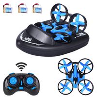 Rigel7 JJRC H36F 6-Axis RC Drone Headless Mode 3-in-1 Sea Land Air Mode Switchable Waterproof Hovercraft Detachable RC Quadcopter RTF H36 Upgraded Toys (3 Battery + 12PCS Extra Propeller)
